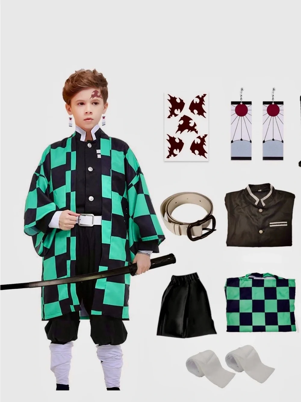 Kids Demon Slayer Tanjiro Kamado Costume Set – Size 150